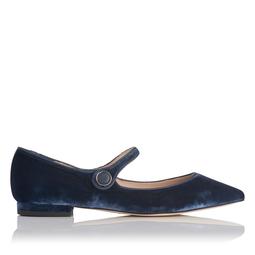 Mary-Jane Blue Suede Flat