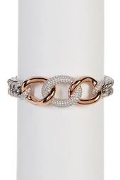 Two-Tone Bound Crystal Detail Chain Bracelet