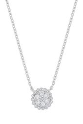 18K White Gold Pave Diamond Scalloped Pendant Necklace - 0.08 ctw
