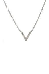 18K White Gold Pave Diamond V Pendant Necklace - 0.10 ctw