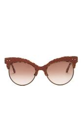 Women's Oversized Leather Inlay Sunglasses