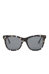 Women's Cat Eye Leather Inlay Sunglasses