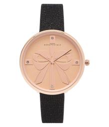 Faux Leather Brilliant Bow Analog Watch