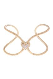 Gold Plated Sterling Silver CZ Heart Cuff