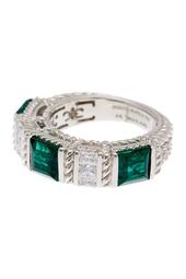 Sterling Silver Green & White CZ Ring