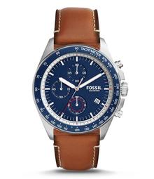 Fossil Sport 54 Chronograph & Date Leather-Strap Watch