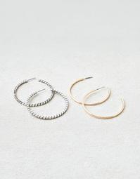 AEO Star & Gold Textured Hoops