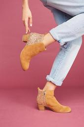 Anthropologie Glittered Ankle Boots
