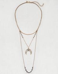 AEO Crescent Pendant Triple Layer Necklace