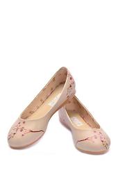 Cherry Blossom Print Faux Leather Ballet Flat