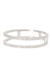 Sterling Silver Double Row Diamond Ring - 0.16 ctw