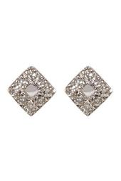 Sterling Silver Pave Diamond Stud Earrings - 0.05 ctw