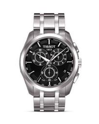 Tissot Couturier Men's Black Chronograph Stainless Steel Watch, 41mm
