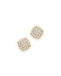 Diamond Cluster Square Earrings in 14K Yellow Gold, 0.70 ct. t.w. - 100% Exclusive
