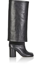 Leather Foldover Knee-High Boots