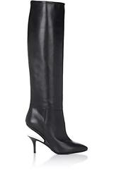 Suspended-Heel Leather Knee Boots