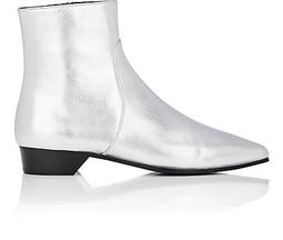 Metallic Leather Ankle Boots