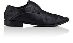 Crackled Leather Laceless Oxfords