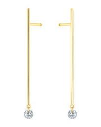 18K Yellow Gold 360 Diamond Stick Drop Earrings