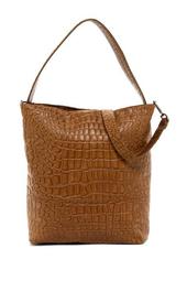 Croco Embossed Leather Collection Tribeca Hobo Bag