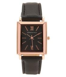 Faux Leather Square Analog Watch