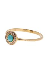 18K Gold Turquoise & Halo Set Diamond Detail Ring