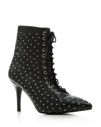 Women's Delancey Leather Studded Lace Up Booties