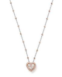 Diamond Heart Pendant & Satellite Chain Necklace in 14K Rose & White Gold, 0.40 ct. t.w. - 100% Exclusive