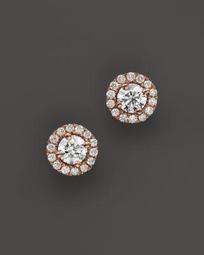 Diamond Halo Studs in 14K Rose Gold, .30 ct. t.w. - 100% Exclusive