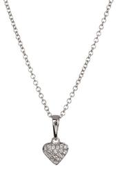 18K White Gold Pave Diamond Heart Pendant Necklace - 0.06 ctw