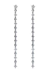 Floral CZ Accented Linear Drop Earrings
