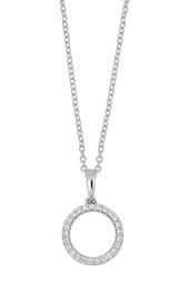 18K White Gold Pave Diamond Circle Pendant Necklace - 0.10 ctw