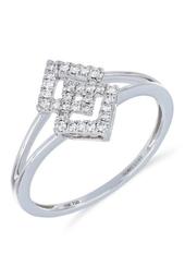 18K White Gold Pave Diamond Interlocked Split Shank Ring - Size 7 - 0.16 ctw