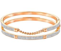 Fiction Wide Bangle, White, Rose Gold Plating