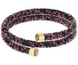 Crystaldust Double Bangle, Multi-colored, Gold plating