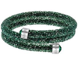 Crystaldust Double Bangle, Green, Stainless steel