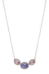 Christie Faceted Oval Multicolor Crystal Halo Set Pendant Necklace