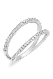 Sterling Silver Pave Diamond Double Band Ring - 0.27 ctw