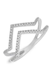 Sterling Silver Pave Diamond Zigzag Double Band Ring - 0.17 ctw