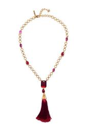 Swarovski Crystal Embellished & Resin Tassel Pendant Necklace