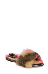 Rose Faux Fur Slide Sandal
