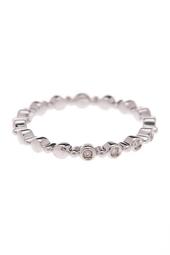 Sterling Silver Diamond Beaded Stackable Ring - 0.05 ctw