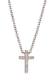 Sterling Silver Pave Diamond Cross Pendant Necklace - 0.03 ctw