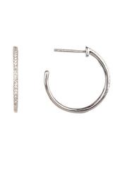 Sterling Silver Pave Diamond Hoop Earrings - 0.20 ctw