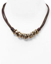 Two Tone Frontal Hoop Necklace, 19"