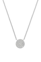 Sterling Silver Pave Diamond Disc Pendant Necklace - 0.16 ctw