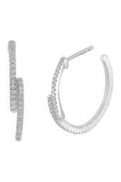 Sterling Silver Pave Diamond Staggered Hoop Earrings - 0.20 ctw