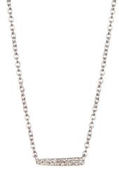 Sterling Silver Pave Diamond Petite Bar Pendant Necklace - 0.03 ctw