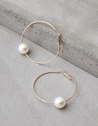 AEO Gold Hoop Pearl Earring