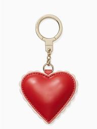 Scalloped Leather Heart Keychain